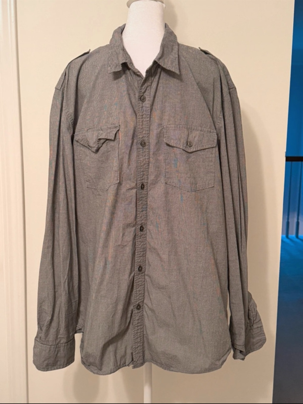 American Eagle Outfitters Vintage Fit Grey Check Button Up Shirt Men’s XXL
